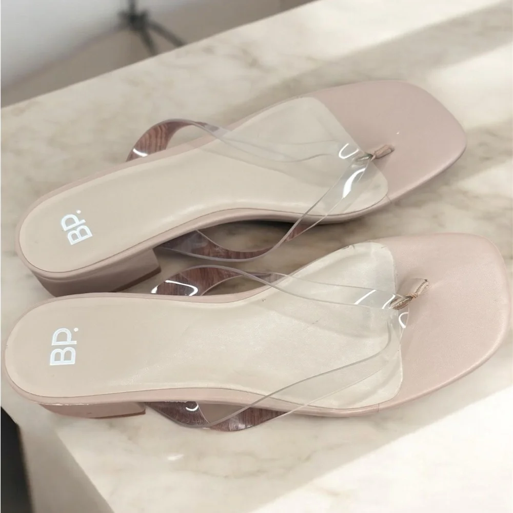 BP Women's Sandals with Clear Straps - Tan